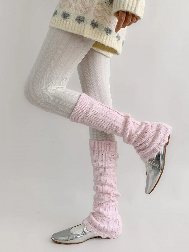 Colors） Knit Ribbed Slouchy Warmers （6 Leg Stirrup