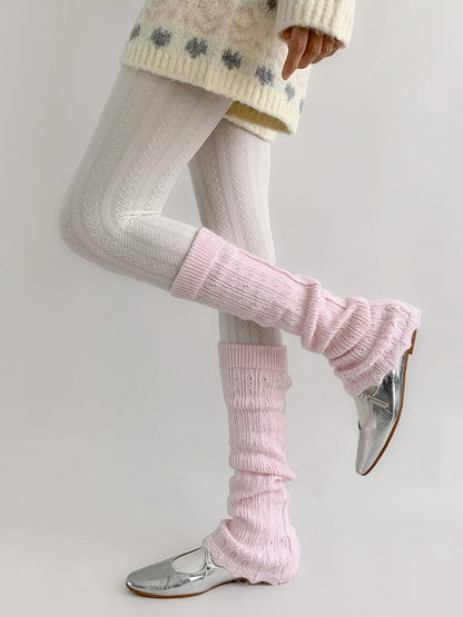 Colors） Knit Ribbed Slouchy Warmers （6 Leg Stirrup