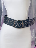 Waist Belt Rock Black Punk Studs Details