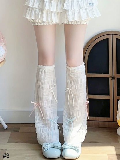 Summer Sheer Leg Warmers with Bow Accents in Four Options - Milkcat Studio
