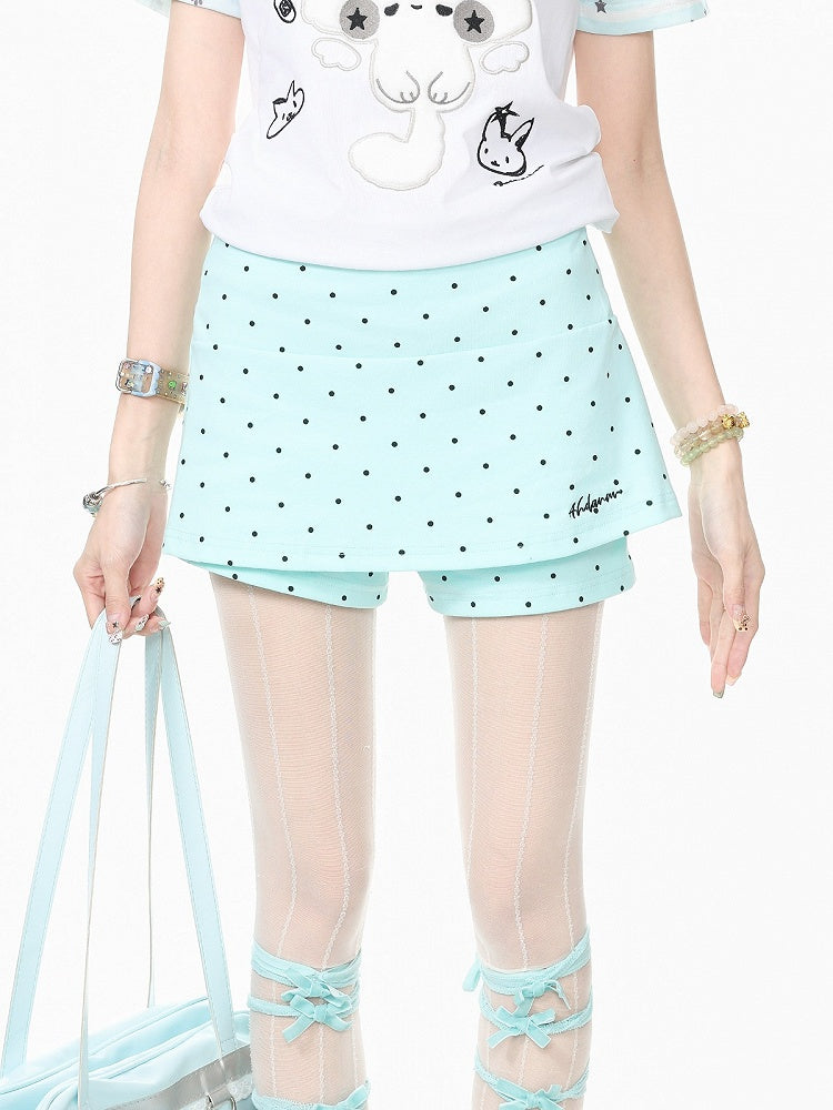 Mint Green Polka Dot Skort - Languid Park