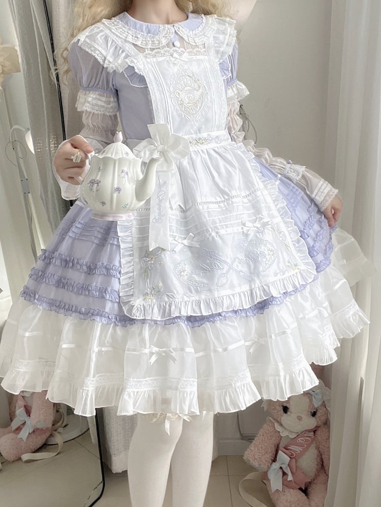 and Apron Embroidery Floral Teapot