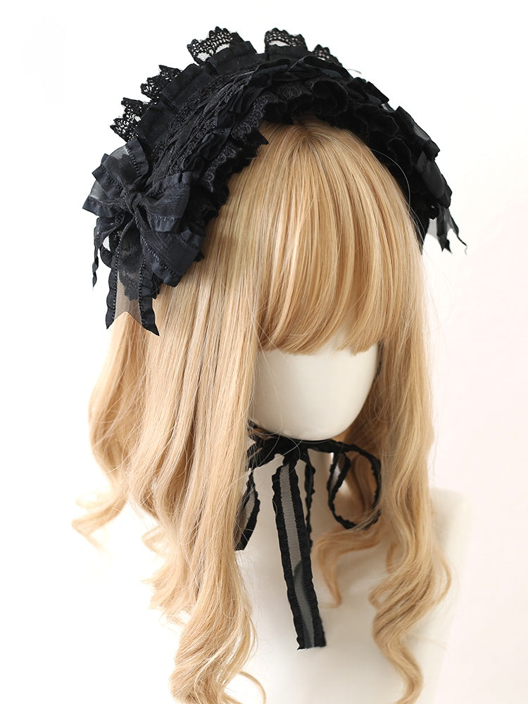 Lace Lolita Black Bowknot Hairband