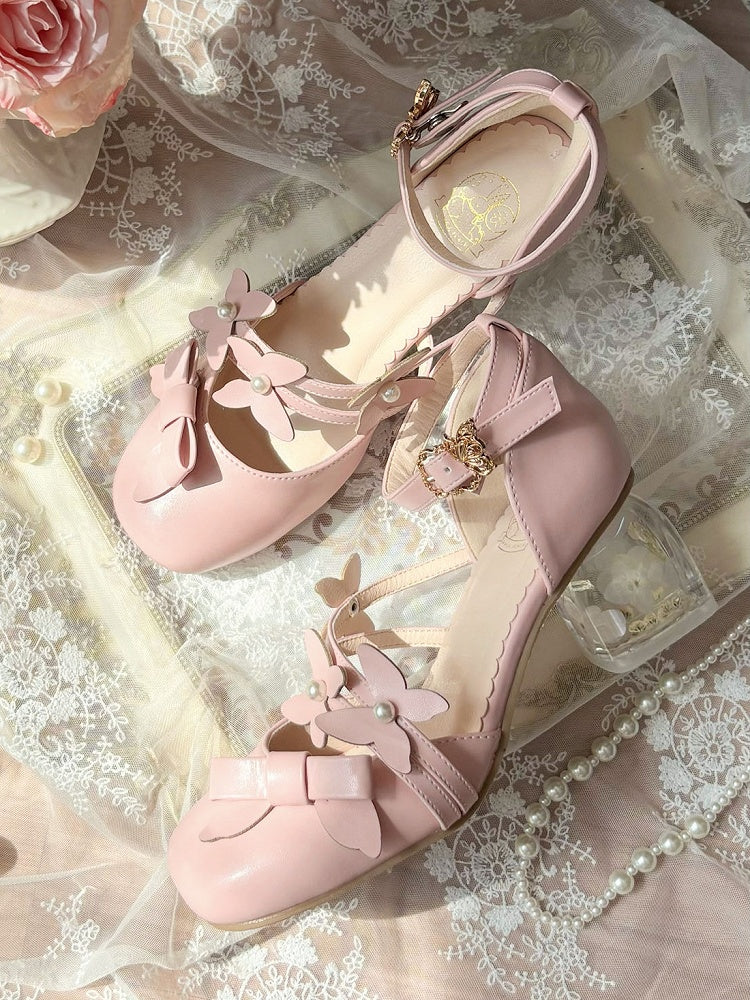 Accent Lolita Pink Mid Elegant Bow with Heels