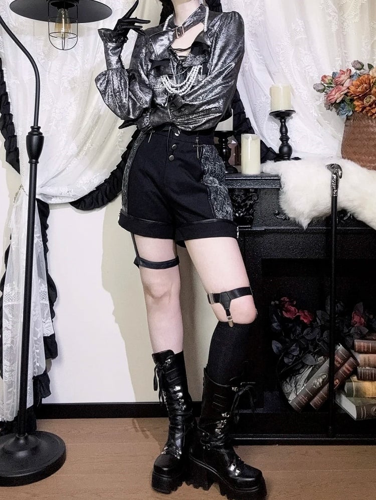 Shirt Ouji Sleeves Lolita Silver-Gray Long Pirate Vibes
