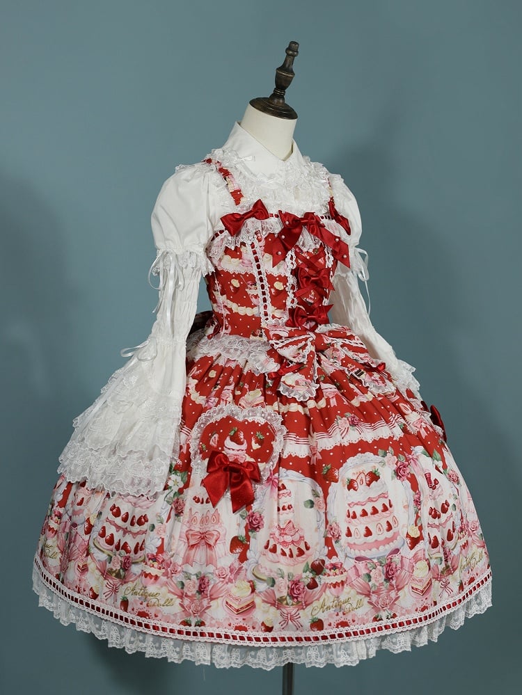 Lolita Rot / Volle Erdbeere Süße Desserts Print Set JSK und