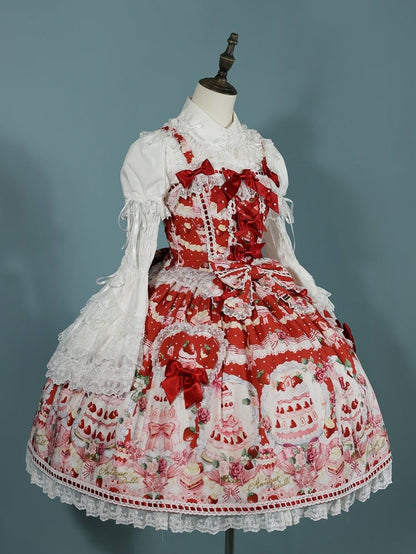 Lolita Rot / Volle Erdbeere Süße Desserts Print Set JSK und