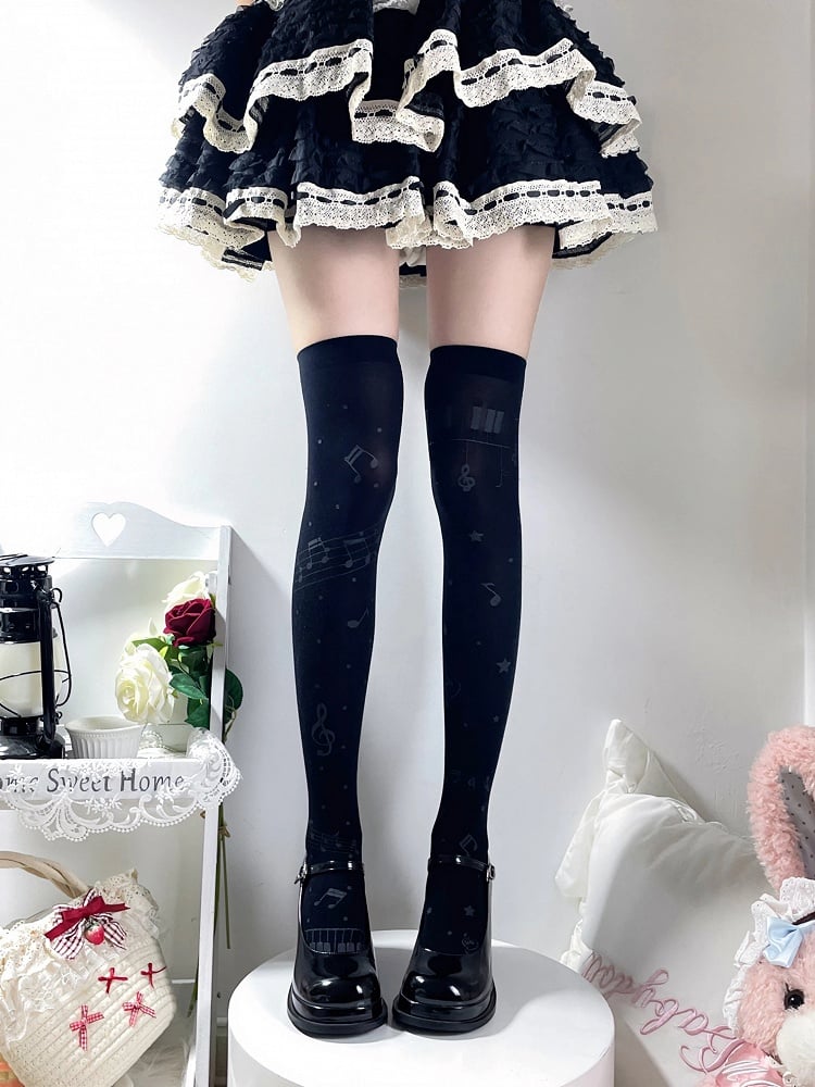 Lolita Musical Star (4 Note Colors) Print Stockings Style
