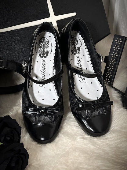 Design Spiderweb Janes Mary Top Black Gothic Bow at