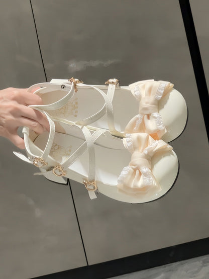 Sweet 5cm Lolita Bow White in - Mid-Heel Accents Janes Marry