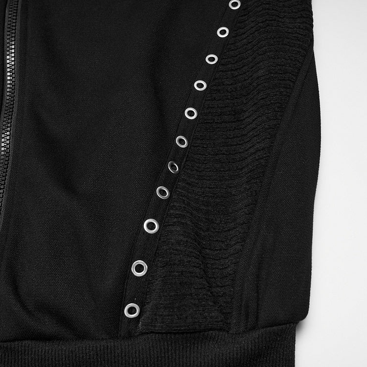 Men's Black Etched Webbing Street Jacket - Punk Rave