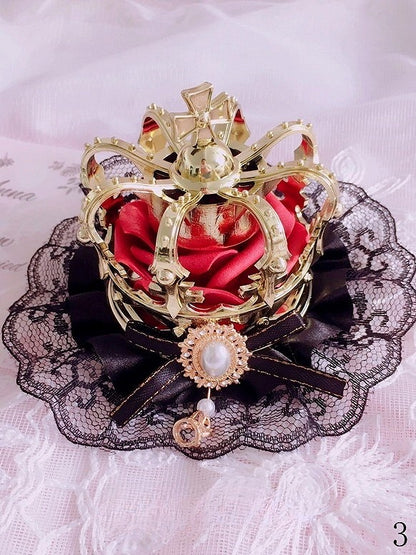 – 5 Crown Options Hairclip Accents Lolita and Black with Based Lace Bow Bead