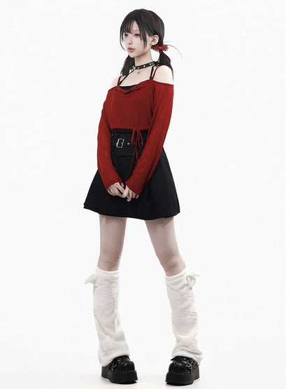 Black A-Line Buckle Strap Skirt - PINK SAVIOR