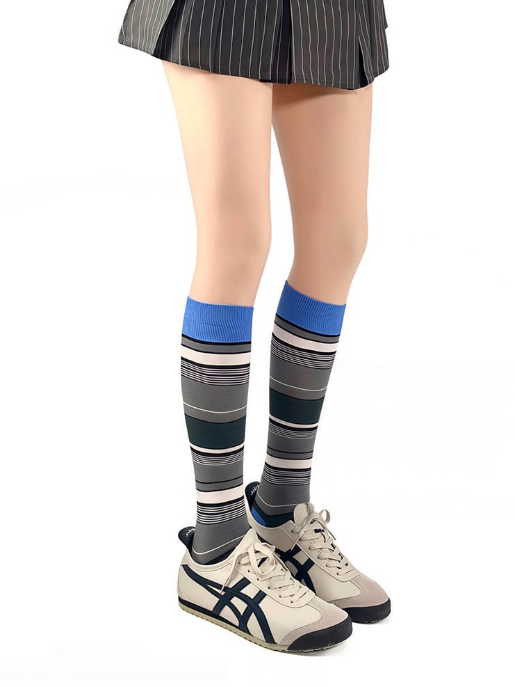 Block Calf Design Pattern Colors 5 Socks Striped Color