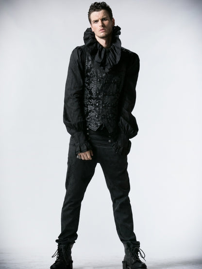 Black Vest Men's Printed Palace Gothic