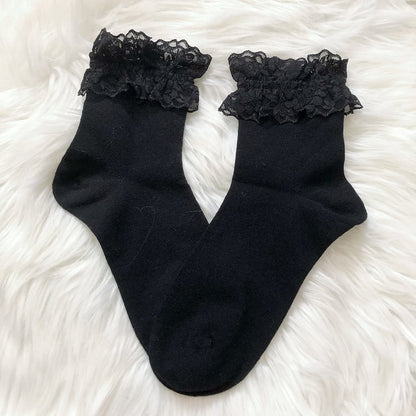 4 Cotton Lolita Lace-Trimmed Colors Socks