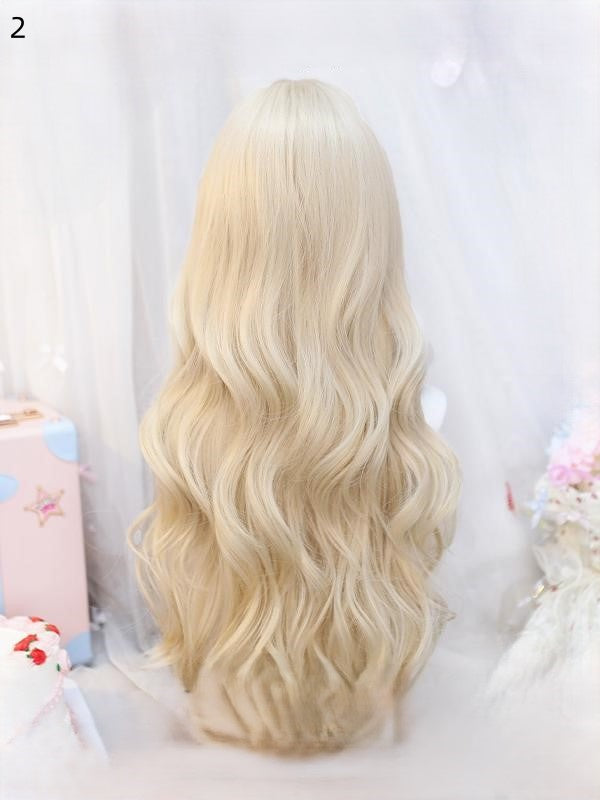 2 Options Light Bangs Long With Beige Wavy Wig 70-75CM
