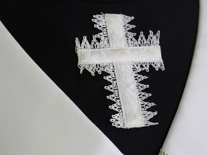 White and Black Cross Details Bell Sleeves Nun Lolita Dress
