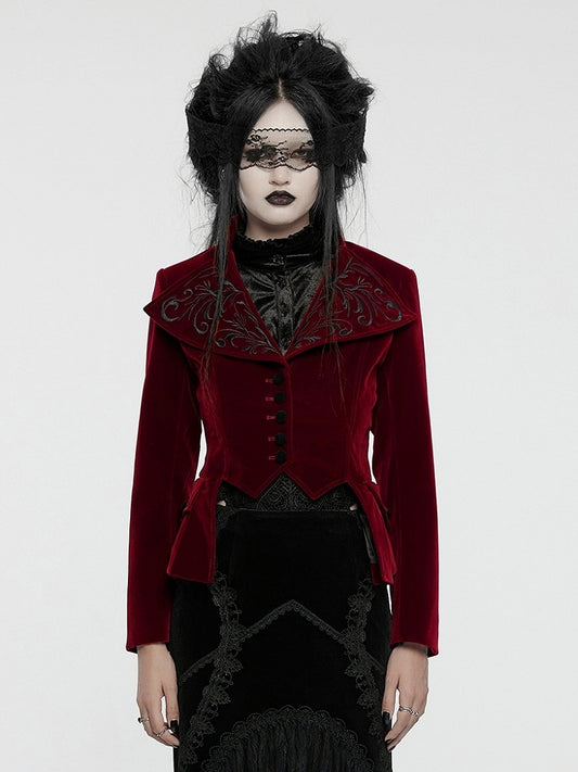 Coat Goth Red Exquisite Embroidered