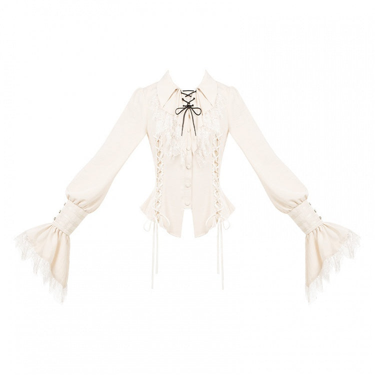 詳細 海賊ロングシャツ ロリータ レースアップ ビショップ ベージュ バイブス 王子袖