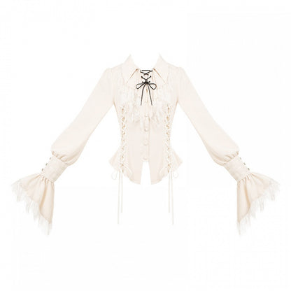 詳細 海賊ロングシャツ ロリータ レースアップ ビショップ ベージュ バイブス 王子袖