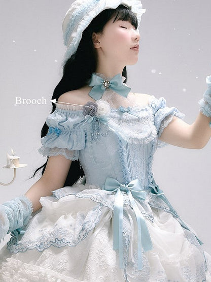 Large Flower Bead Chain Lolita Brooch 6 Colors - Moon River
