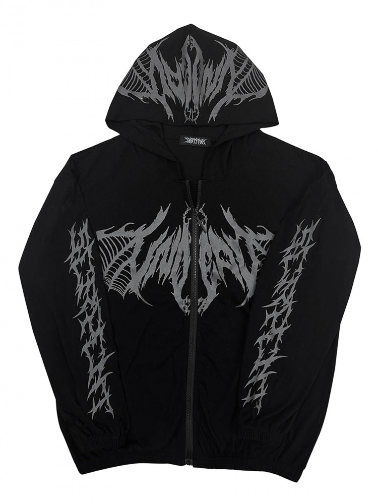 Weiß Schwarz Blau Sonnenschutz Y2K Kapuzenjacke