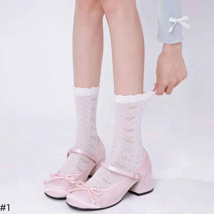 Style Lolita Lace Socks (4 Styles) Bow Ruffled White