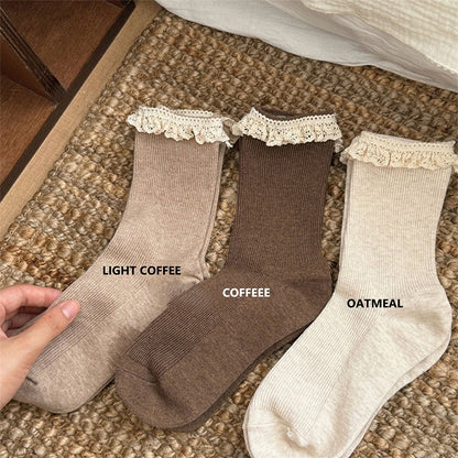 Options Sweet Calf Lace-Trimmed 7 Socks