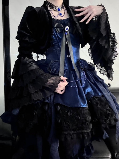 Detachable with Bolero Velvet Sleeves Black Bell