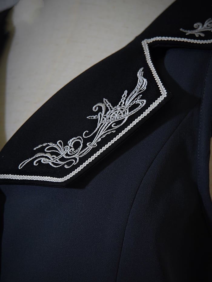 Vibes Weste Zarte schwarze Ouji-Stickerei Lolita Pirat