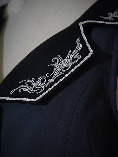 Vibes Weste Zarte schwarze Ouji-Stickerei Lolita Pirat