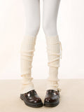 Pattern Striped Straps Leg Warmers Knitted 5 and Vertical Colors with Buttons