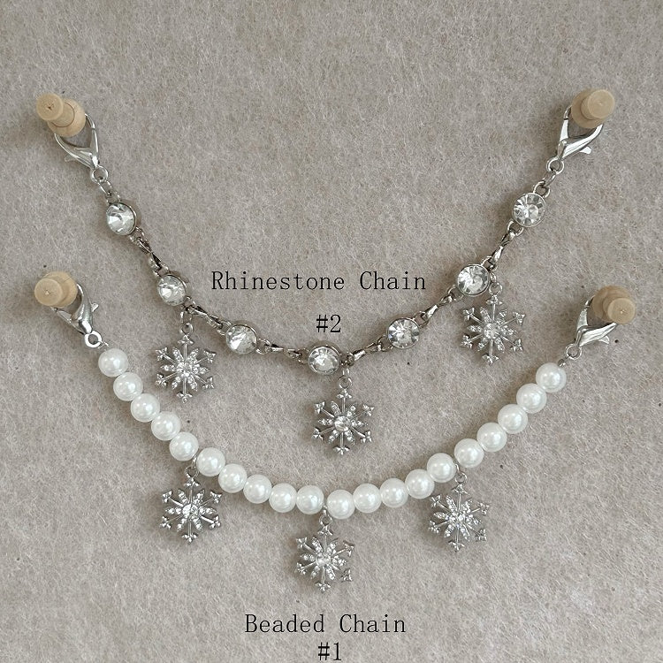 with Silver Tote / Rhinestone Chain Snowflake Embroidered Plush Bag Beaded Chain