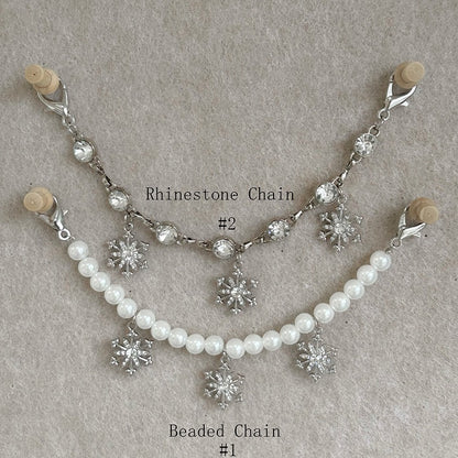 with Silver Tote / Rhinestone Chain Snowflake Embroidered Plush Bag Beaded Chain