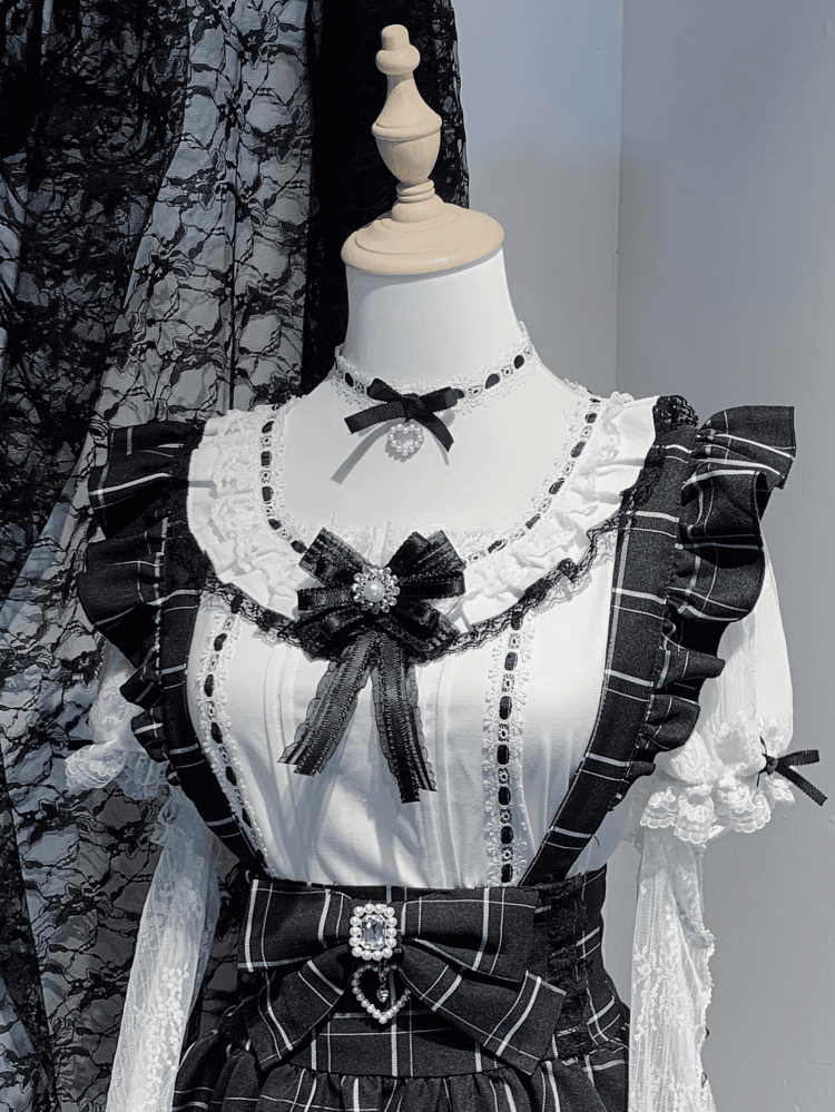 Jirai Kei Kurzarmbluse mit kostenlosem Choker