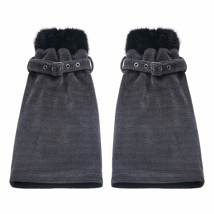 Dark and Plush Accents Strap Leg Gray with Buckle Warmers