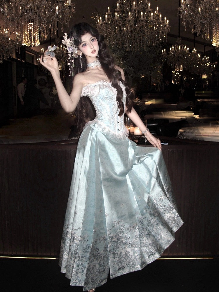 Mamian Skirt Mint Blue Hanfu Traditional - San Sheng Du