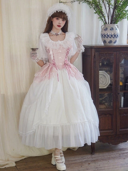 Korsettdetails, Jacquard, mit Stäbchen, rosa Schnürung