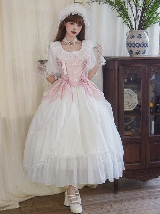 Korsettdetails, Jacquard, mit Stäbchen, rosa Schnürung