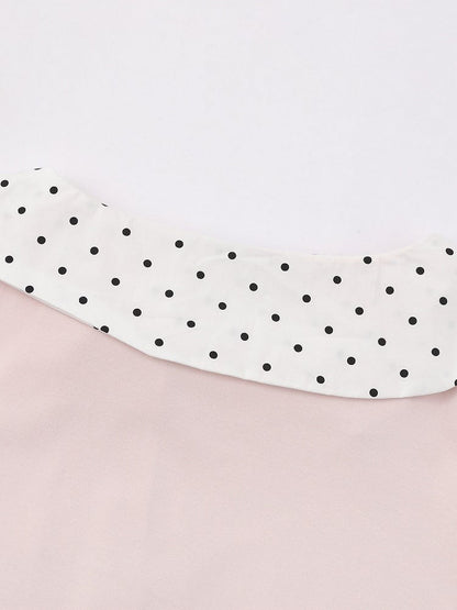 Pink Polka Dot Music Note Tie-Neck Top - Languid Park