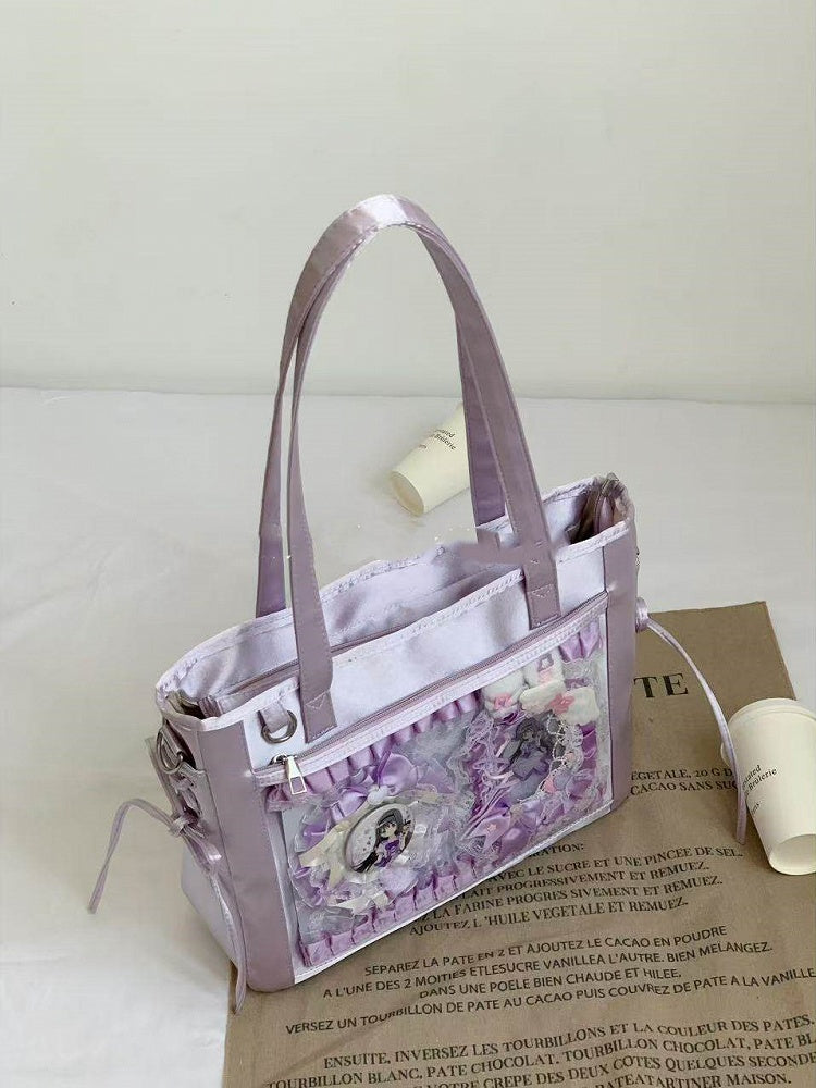 Lace Shoulder 9 Colors Ita Satin Bow Decoration Tie Side Bag