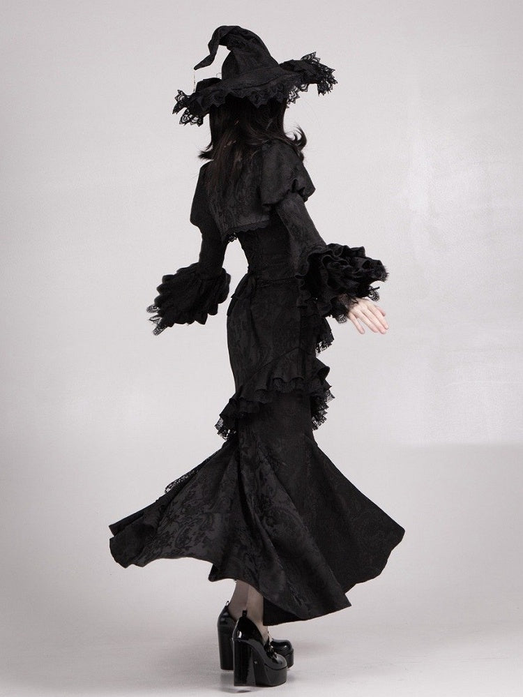 Bolero Cuffs Gothic Black Bell Ruffle Lolita Sleeves Layered Long