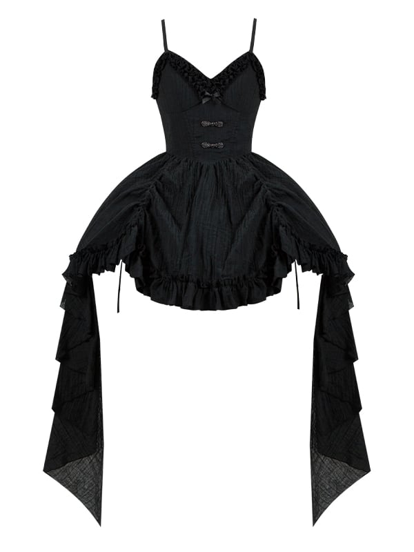 Gothic All Qi Drawstring Skirt Lolita Black Jumper