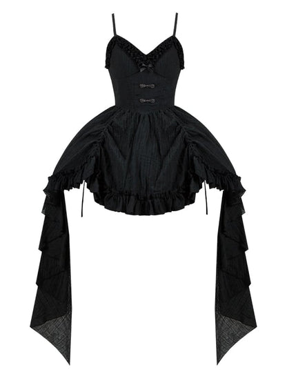 Gothic All Qi Drawstring Skirt Lolita Black Jumper