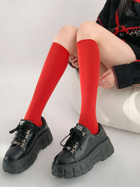 Slim-Fit Calf Socks Red