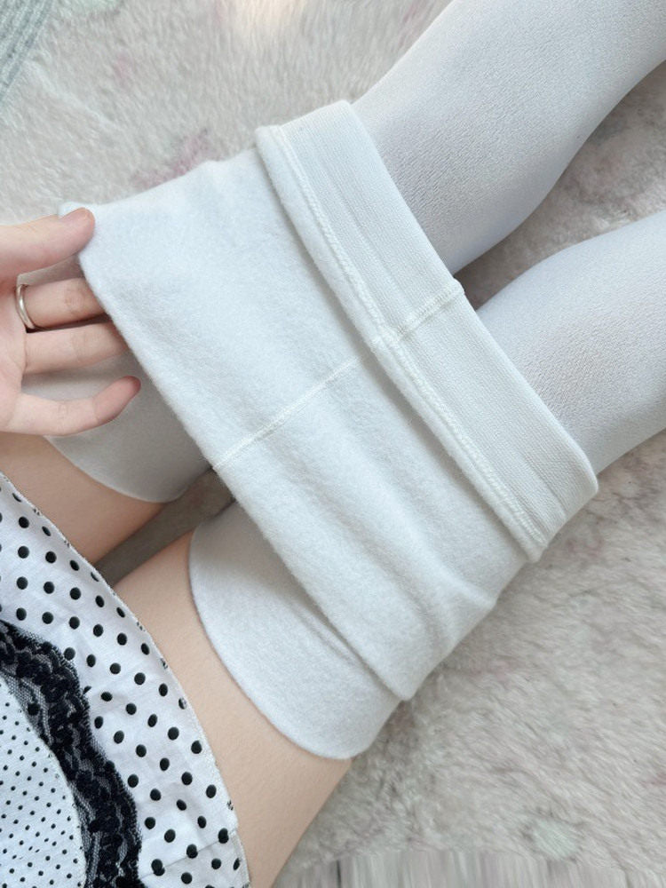 Thick Tights White Fleece-Lined