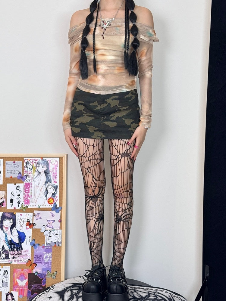 Black Tights Design Spider Fishnet Web