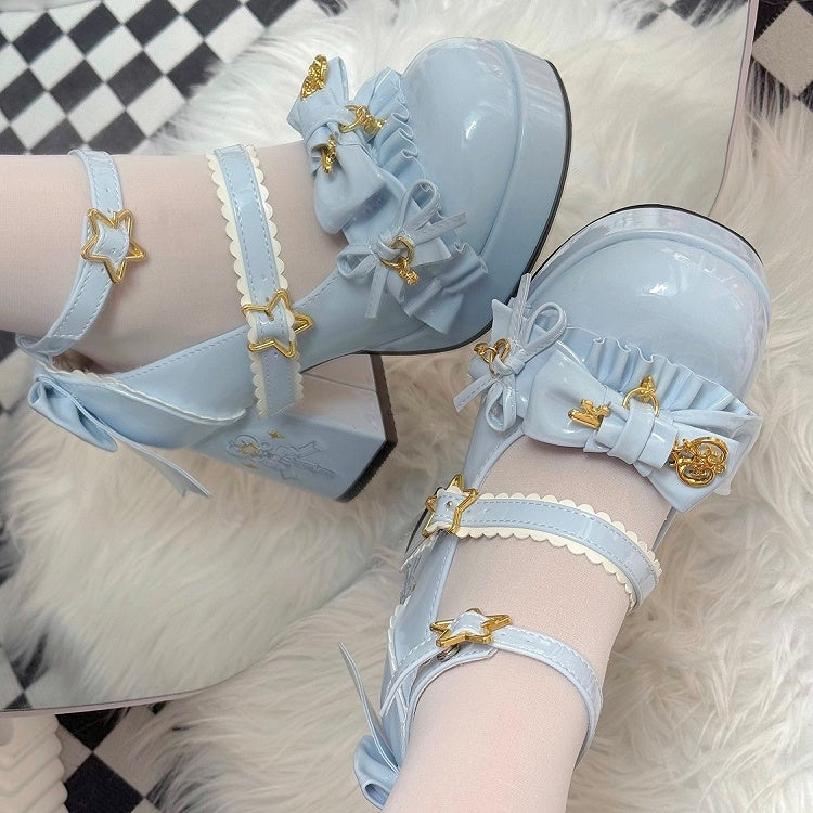 Bow Key Sky Motif Scalloped with Blue Mary Design Hime Janes Lolita Edge