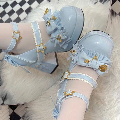 Bow Key Sky Motif Scalloped with Blue Mary Design Hime Janes Lolita Edge